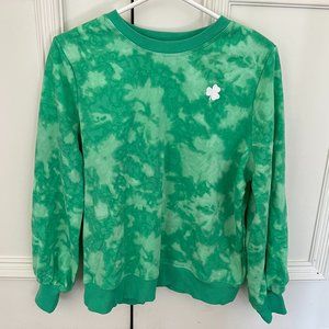Marled Green Tie Dye Luck Crewneck Sweater